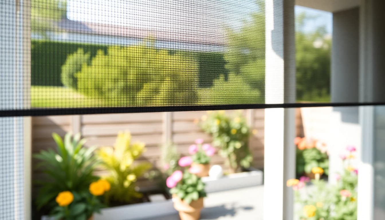 Flyscreenmaxx installation demonstrating high-quality mesh in a modern garden setting.