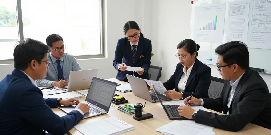 Collaboration of forensic auditors at aafikotamedan.org enhancing auditing skills in a professional office.