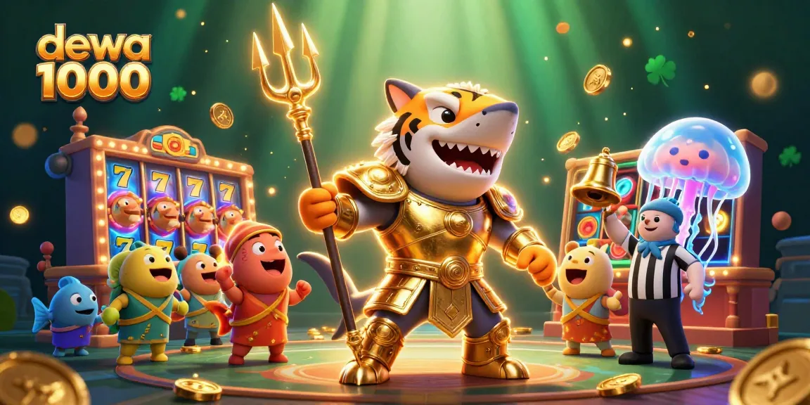 Experience the thrilling action of dewa 1000 with animated slot machines and a vibrant casino scene.