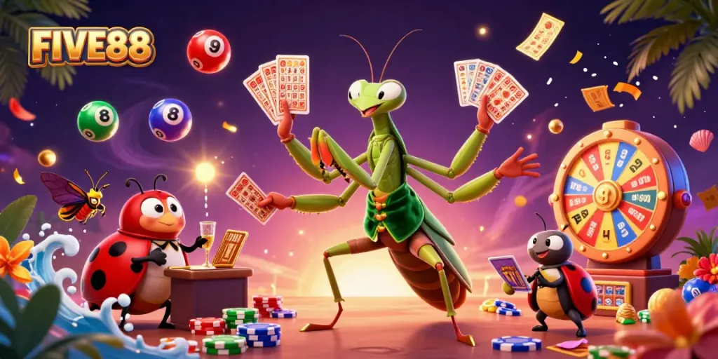 Experience excitement at FIVE88 with dynamic lottery elements and a vibrant casino scene.