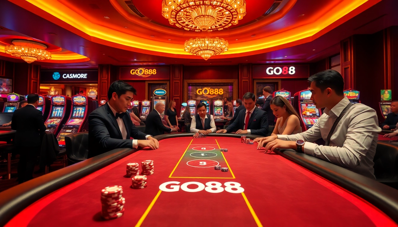 Engaged players enjoying a luxurious gaming experience at GO88 casino.