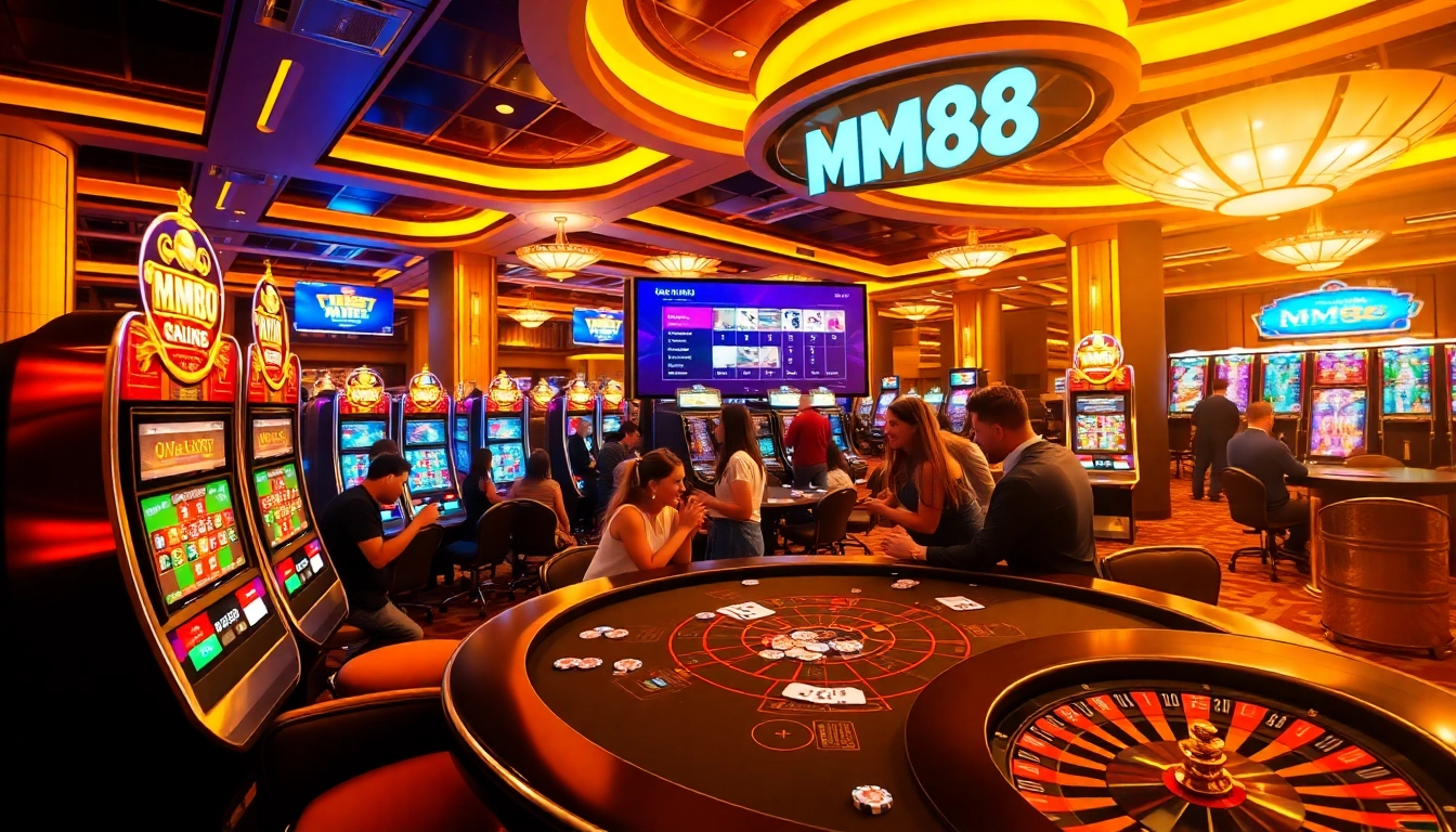Experience the excitement of MM88 with vibrant casino tables and engaging gaming environments.