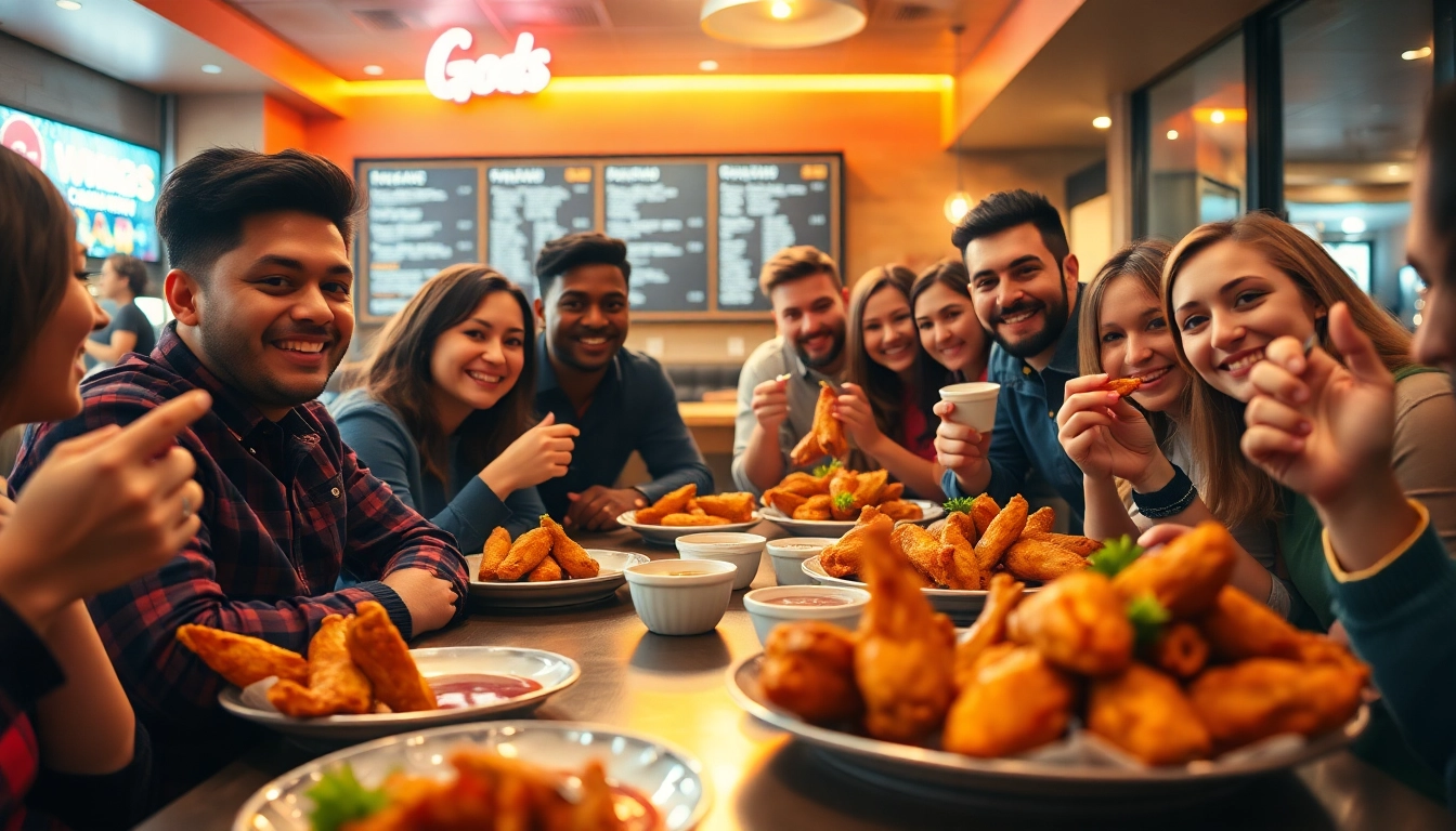 Enjoy a delightful dining experience with 'go wings' at a vibrant restaurant, showcasing flavorful dishes and a friendly atmosphere.