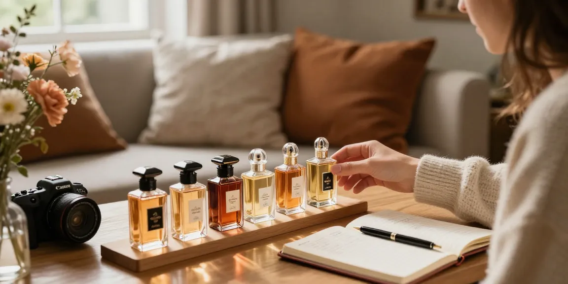 Experience the allure of tobacco honey guerlain in a luxurious home setting with beautifully arranged fragrance samples.