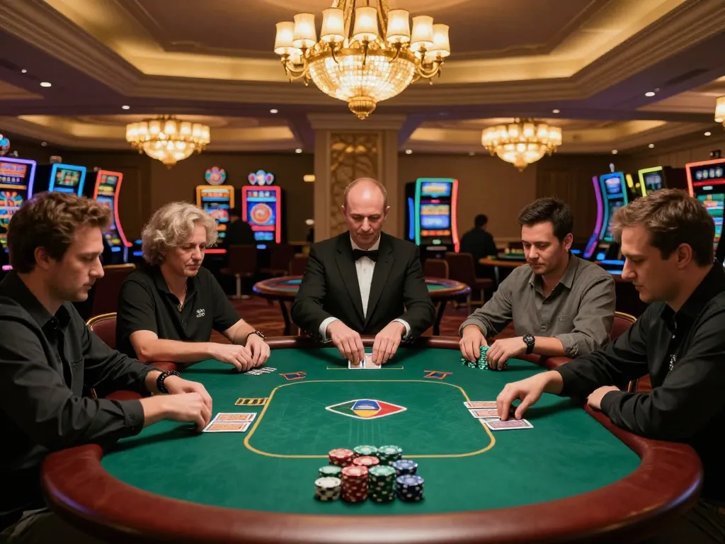 Players strategizing at a poker table during a thrilling game at mb668 casino