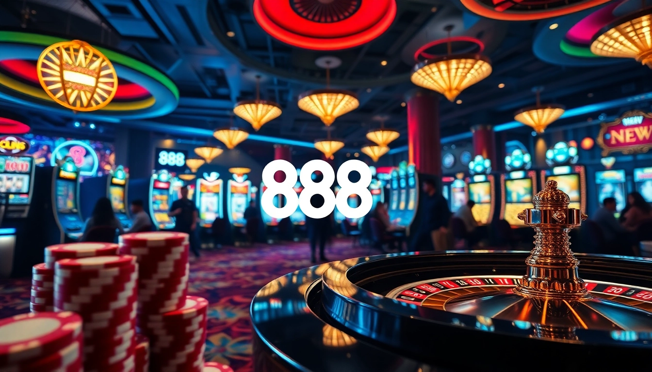 Experience thrilling games at 888 new, showcasing vibrant casino elements and exciting gameplay.