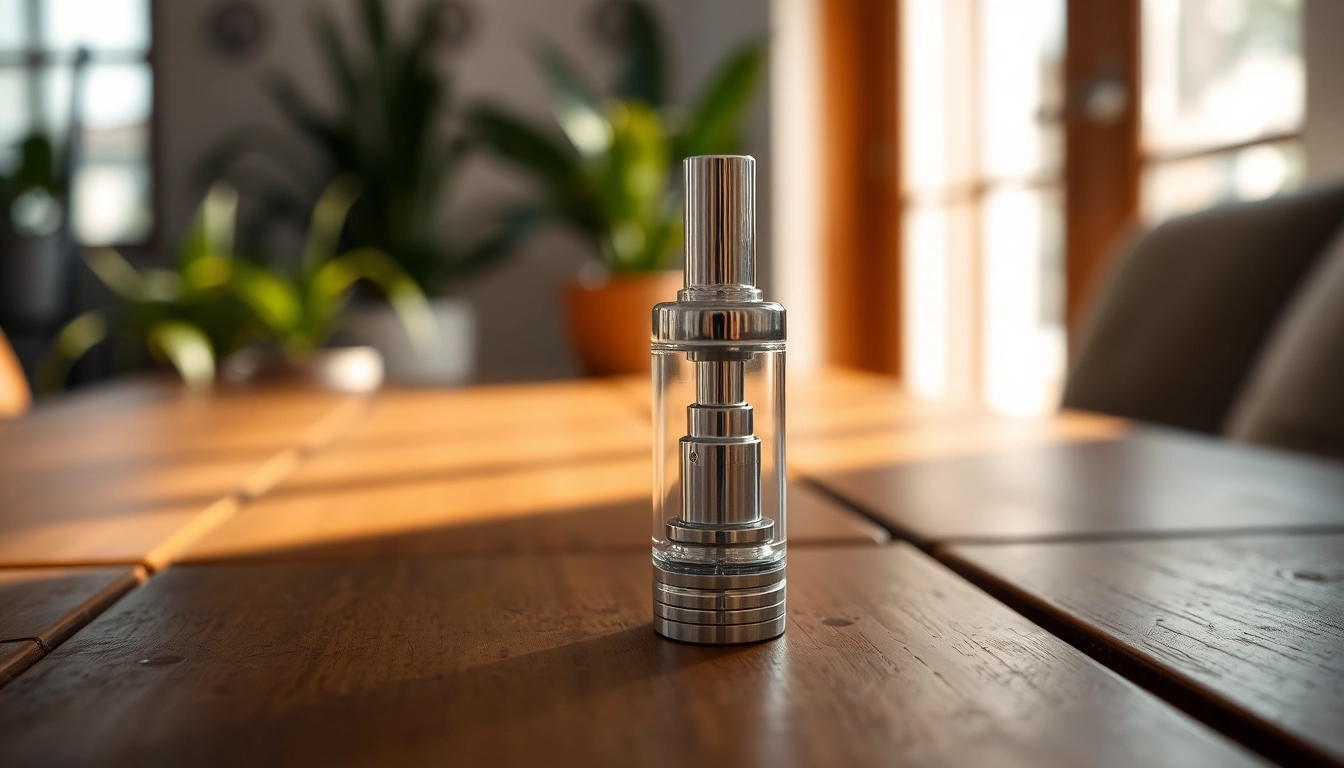 Prefilled vape oil cartridge For Sale UK displayed elegantly on a wooden table, highlighting premium quality.