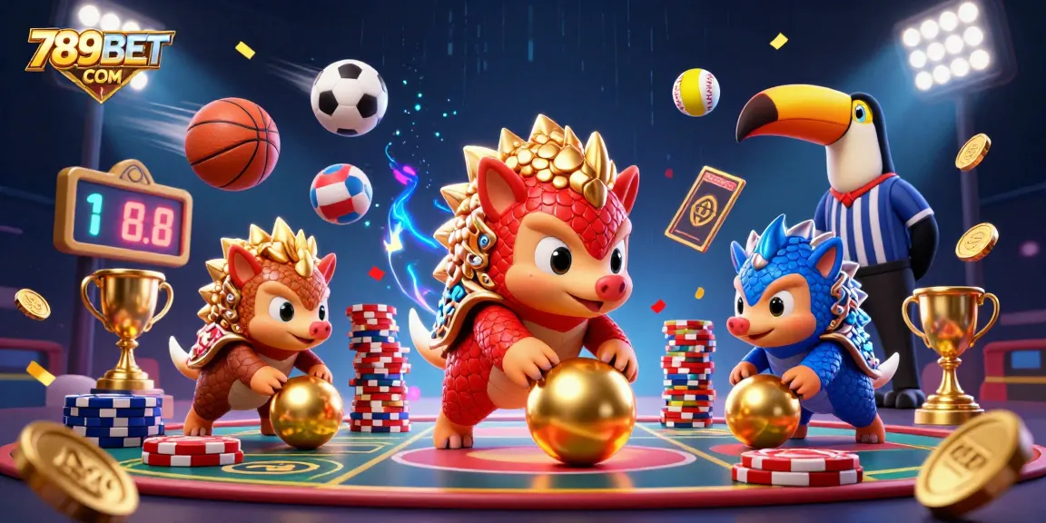 Bet on exciting games with 789BET COM while rival pangolins face off in this vibrant casino scene.