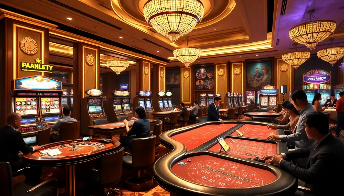 Engage in high-stakes gaming at https://99wina.org/, featuring vibrant slot machines and elegant game tables.