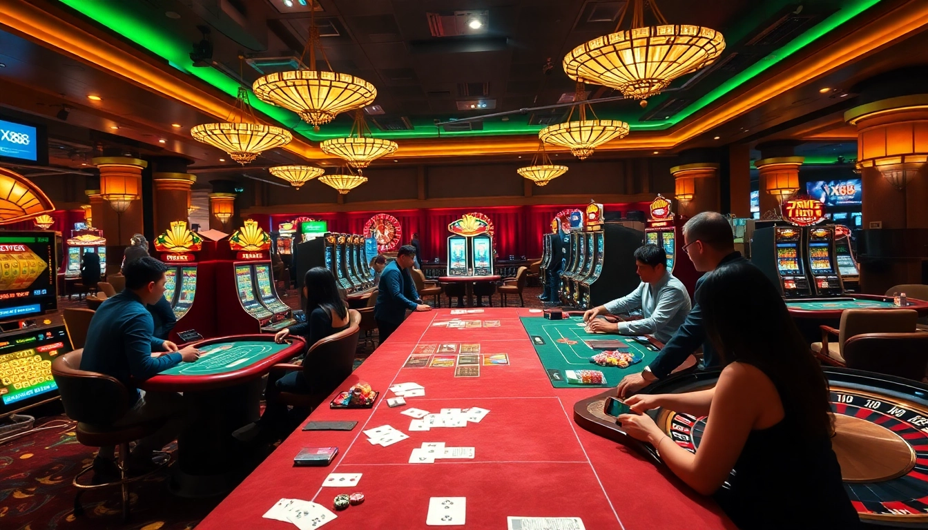 Experience the excitement of gambling at TX88 with engaged players enjoying casino games.