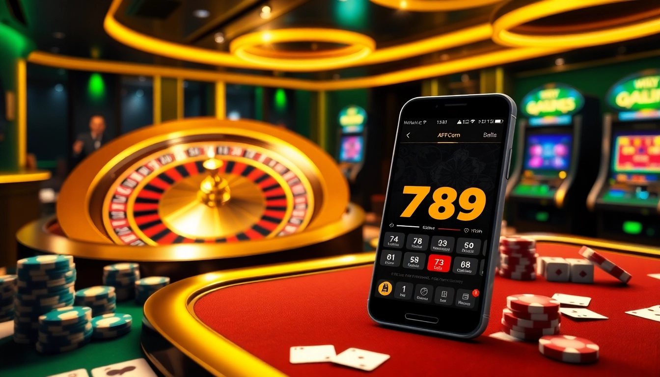Experience the thrill of gambling at 789f com with vibrant casino elements and an immersive app interface.
