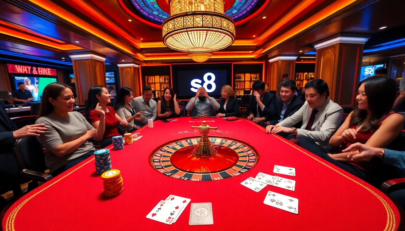 Experience thrilling poker action at S8 Casino with vibrant games and exciting bets.