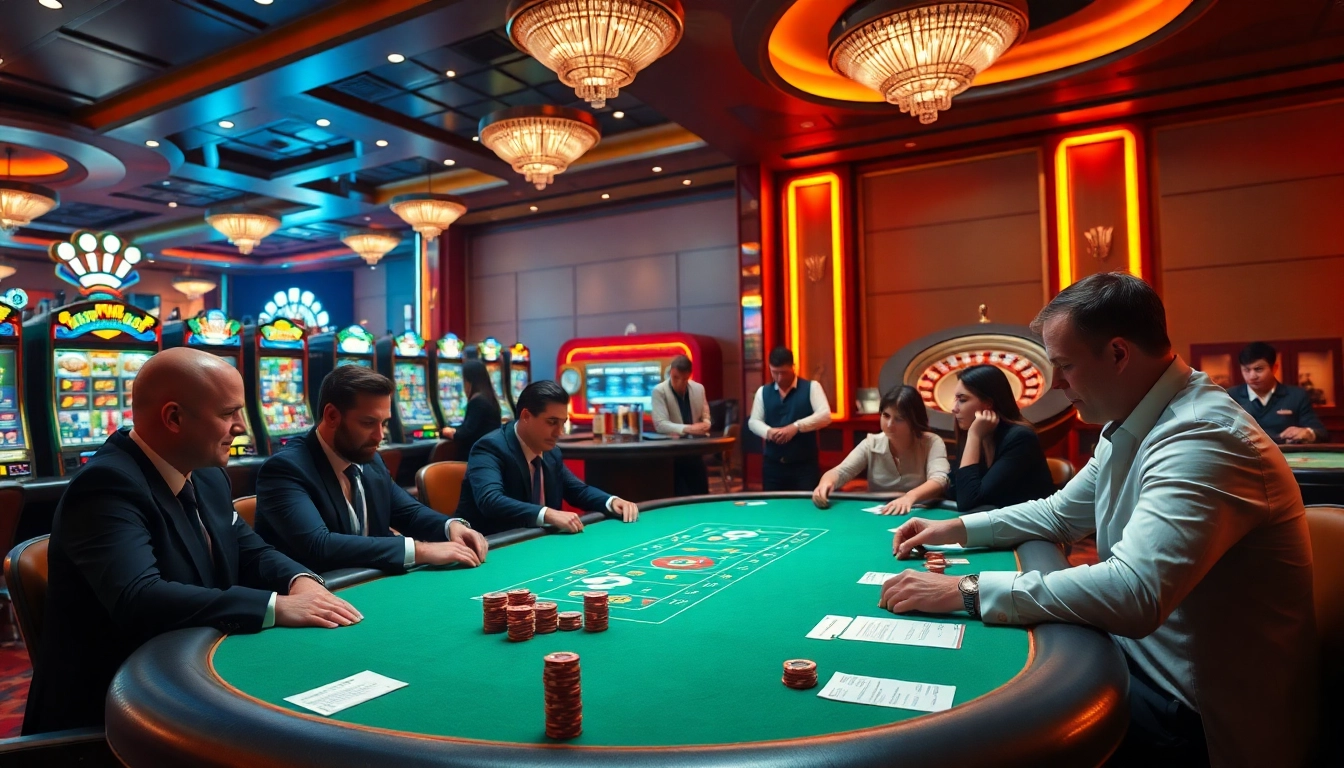 Engaging poker players at a table highlighting the thrill of the 789BET LINK gaming experience.
