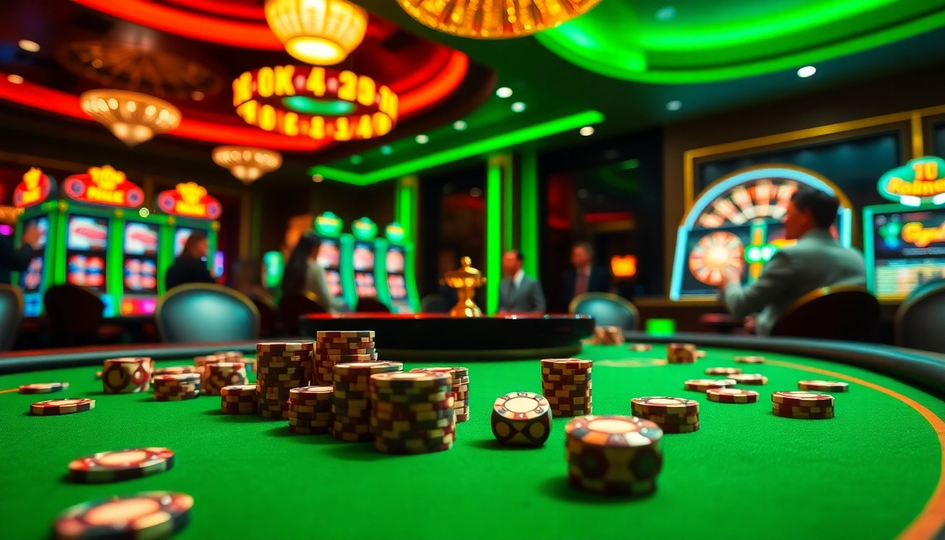 Experience the thrill of OK365 com at a vibrant casino table surrounded by engaged players.