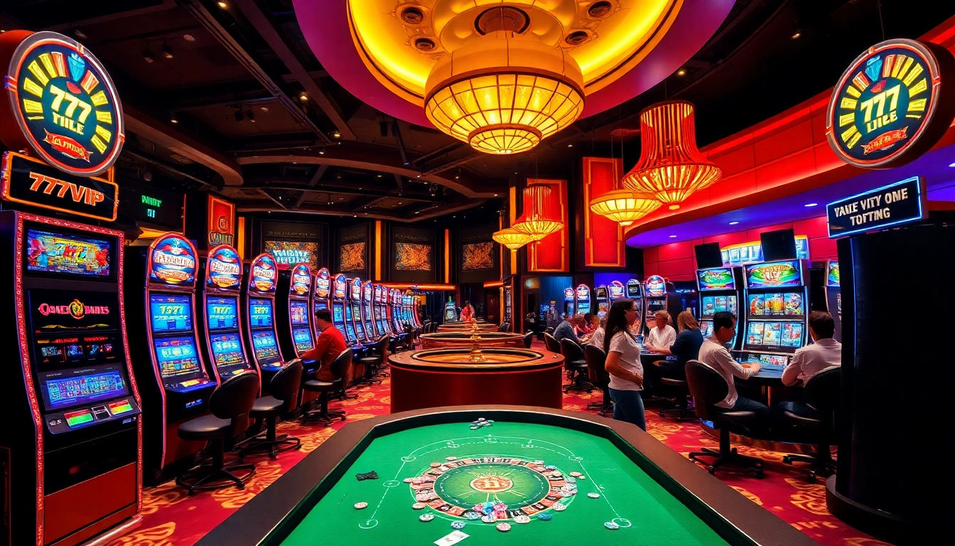 Experience the thrill of 777VIP with luxurious gameplay, poker tables, and vibrant atmosphere.