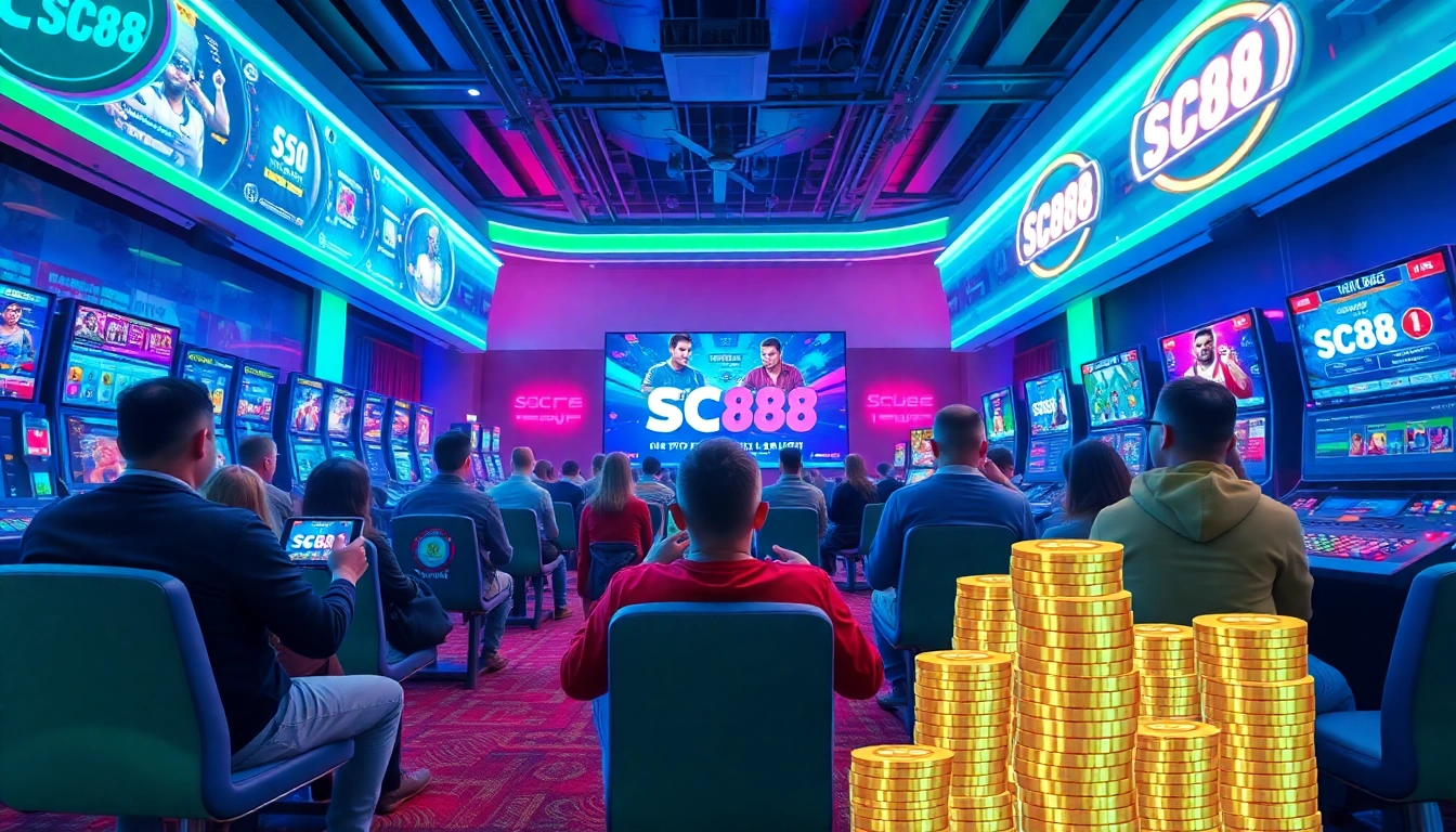 Exciting SC88 gaming platform scene showcasing players engaged in various games, emphasizing innovation and opportunity.