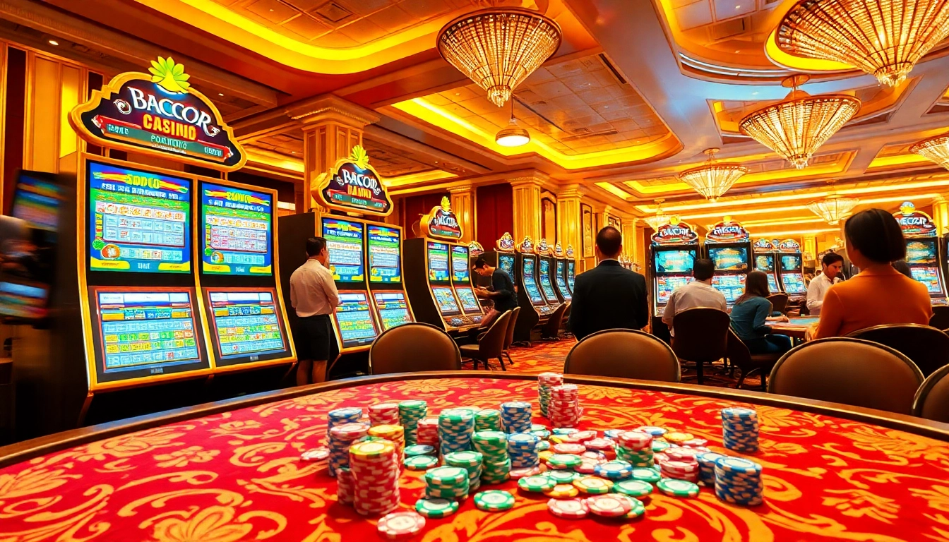 Experience the excitement of Slot Gacor Hari ini with bright slot machines and eager players.