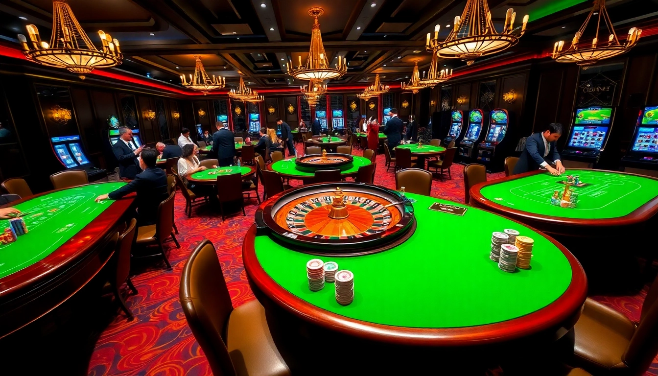 Experience the thrilling atmosphere of gambling at https://ev882.sa.com/ with vibrant poker tables and roulette wheels.