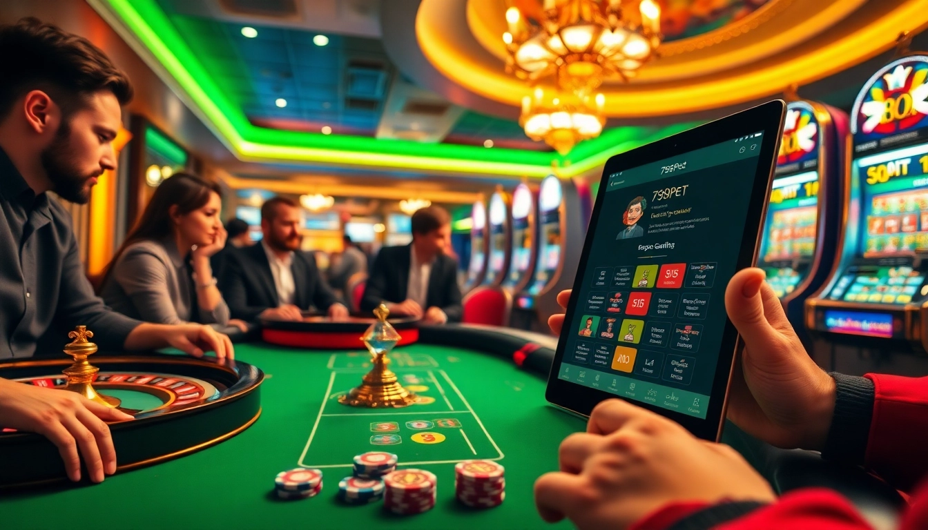 Players engaging in a thrilling gaming experience on the 789pet platform at a luxurious casino table.