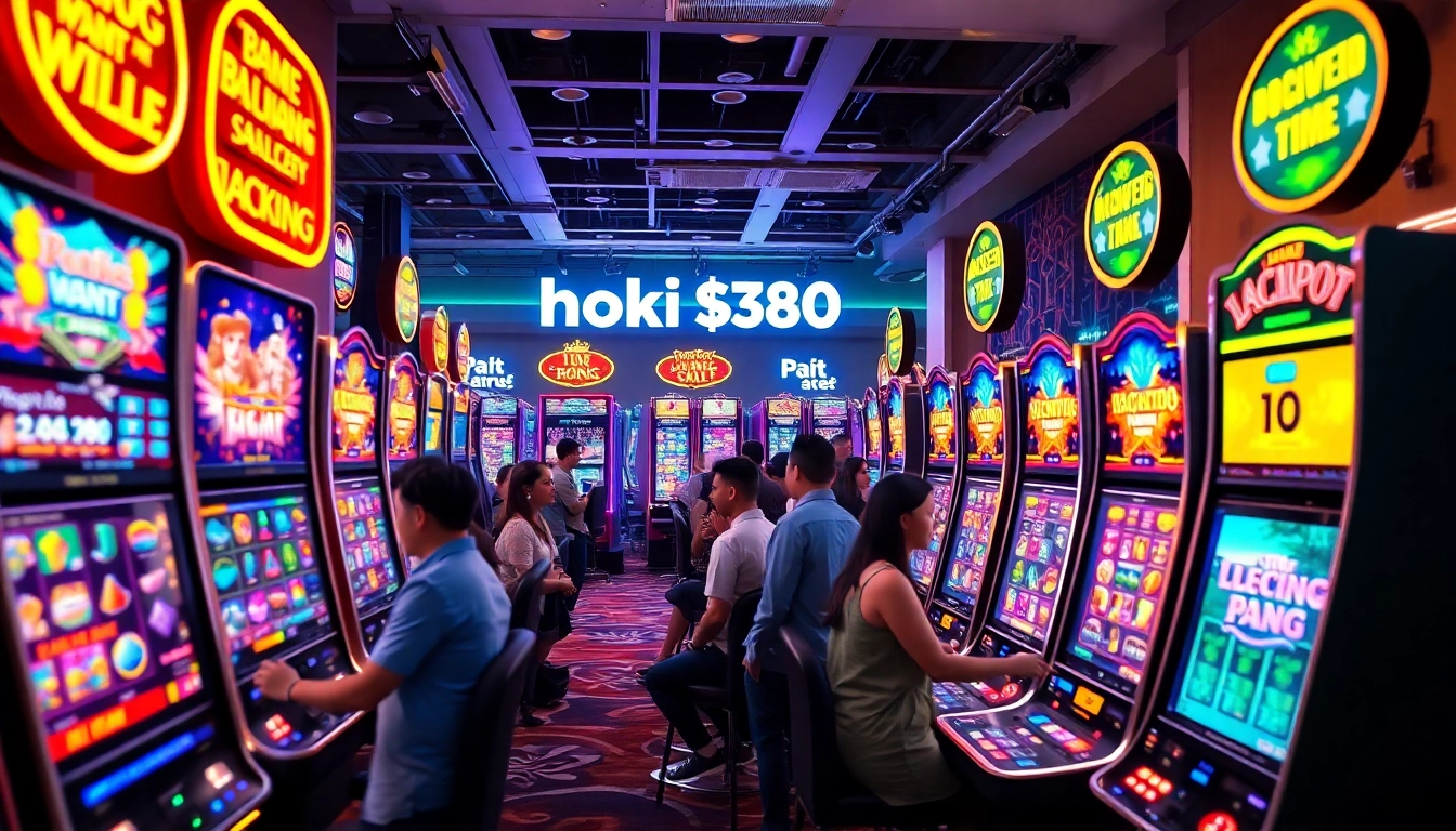 Exciting casino atmosphere showcasing hoki138 pro slot games with vibrant colors and thrilling lighting.