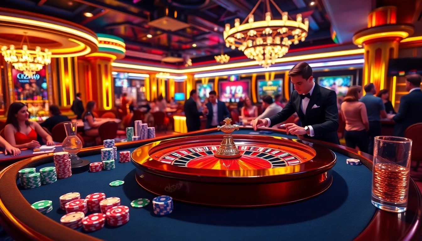 Experience high-stakes action at Ok99 casino with vibrant poker chips and roulette excitement.