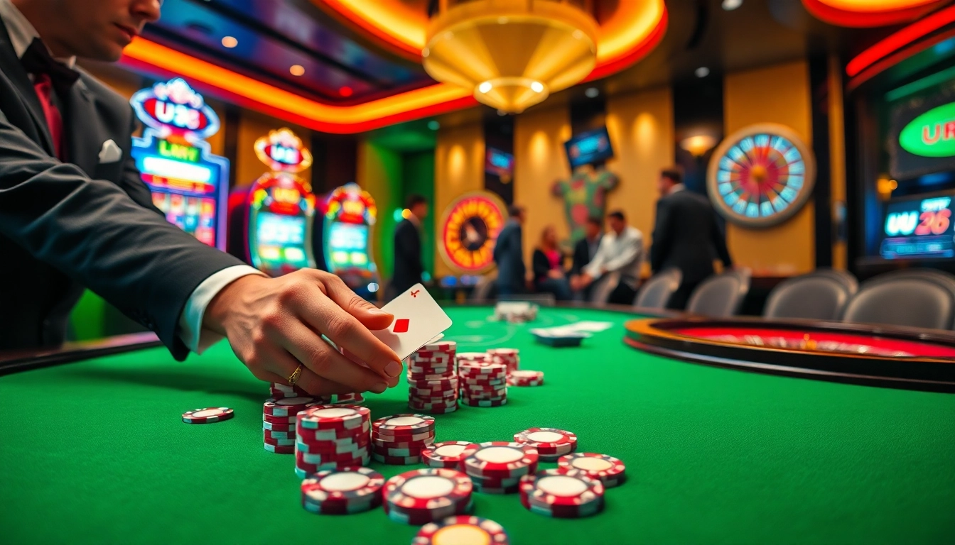 Engaged gamblers at a luxurious casino table focused on UU 88 gaming strategies.