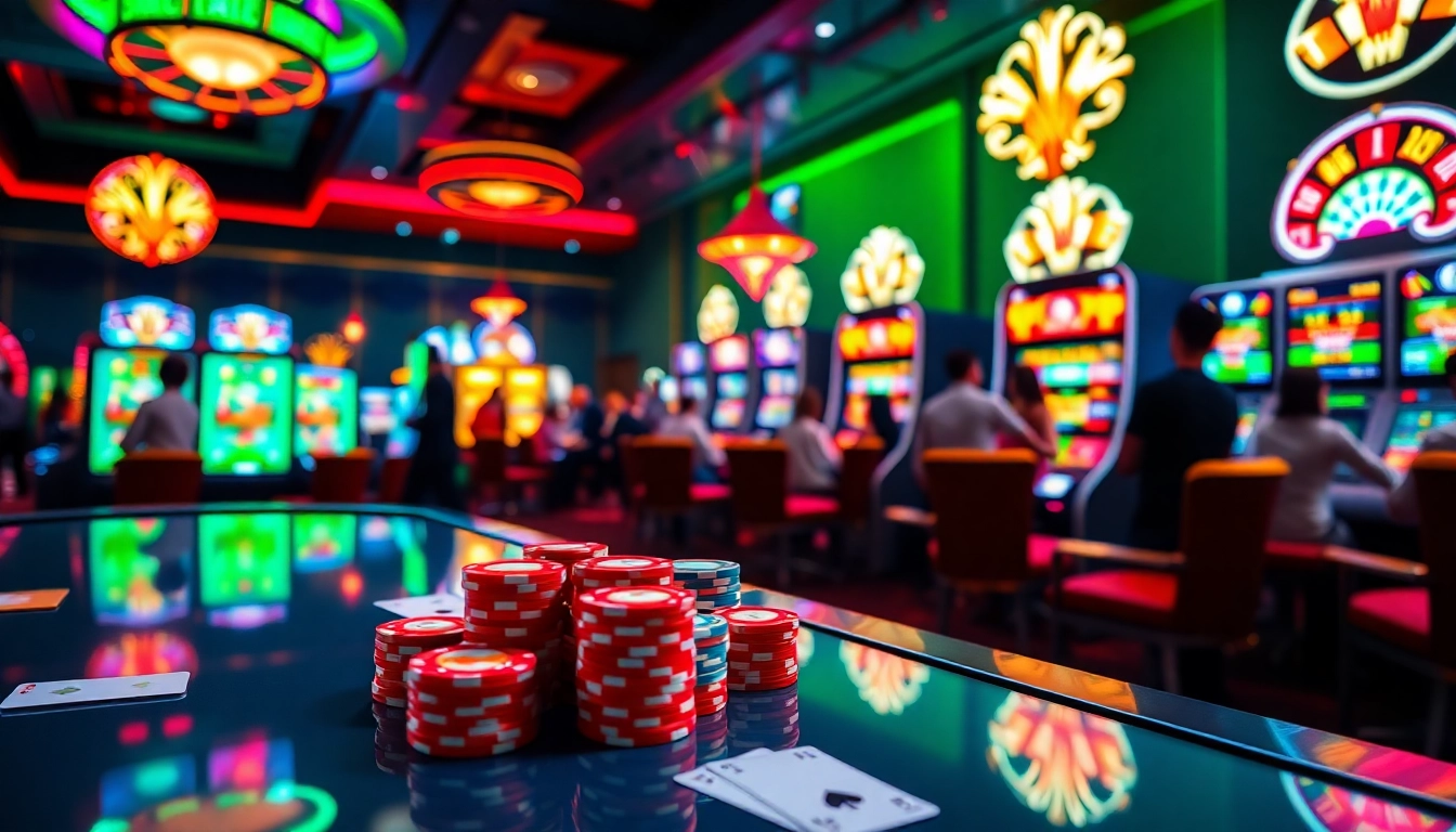 Experience the excitement of gambling at fb88 with a vibrant virtual casino scene.