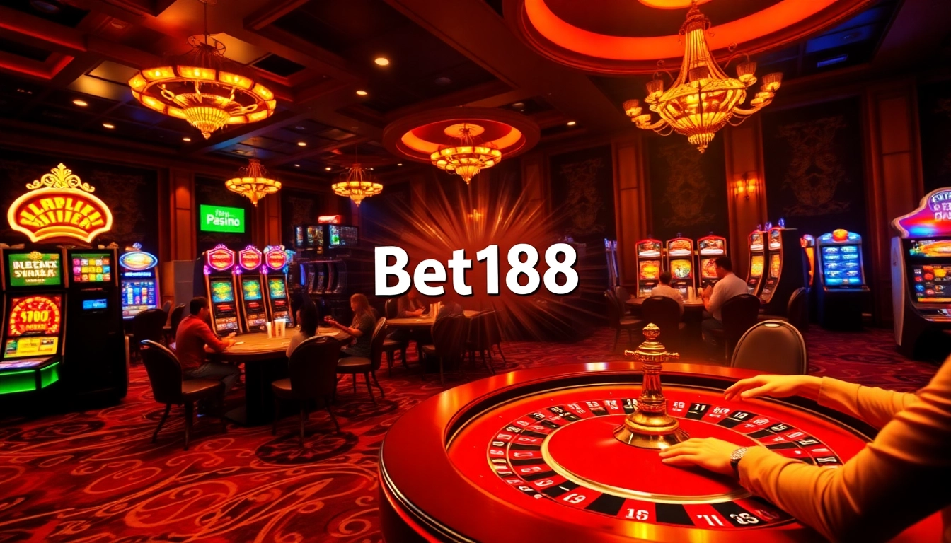 Engage with bet168's vibrant casino atmosphere featuring tables, cards, and slot machines.