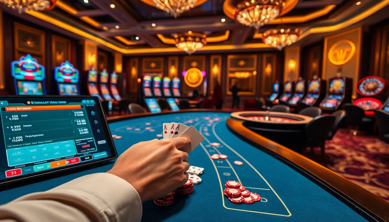 Experience high-stakes gaming action with Keonhacai Bet88 in a luxurious casino setting.
