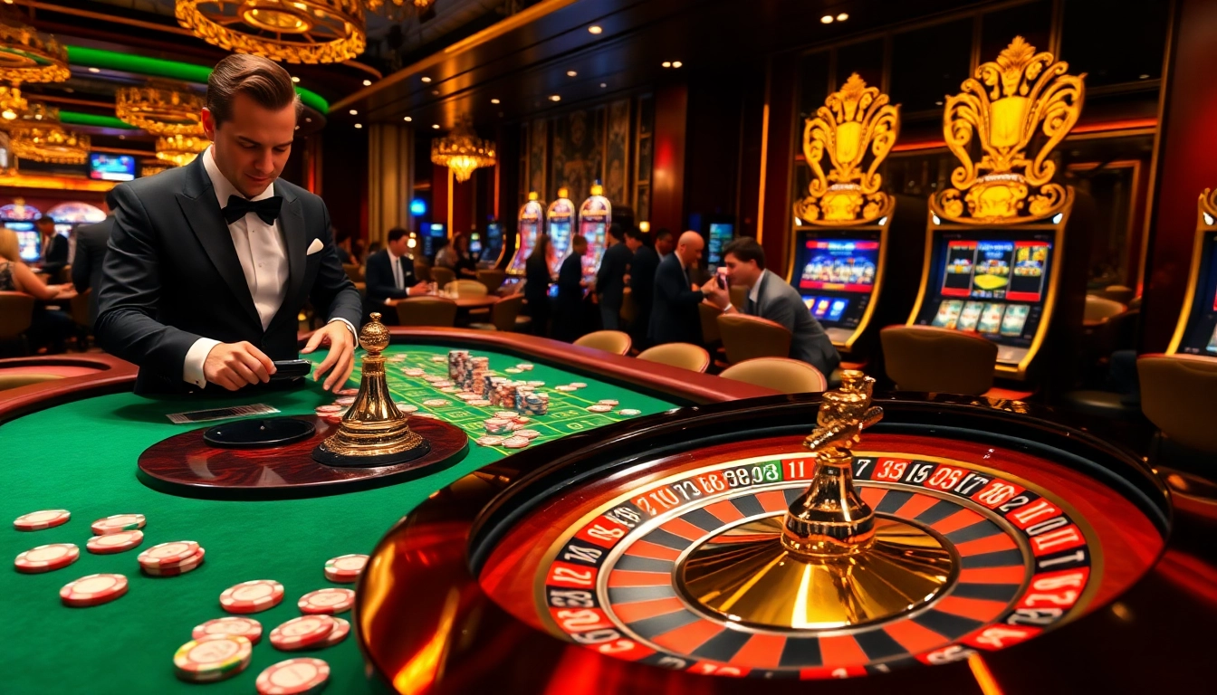 Exciting roulette wheel and poker chips in a luxurious casino scene from https://www.6l777.vip/.