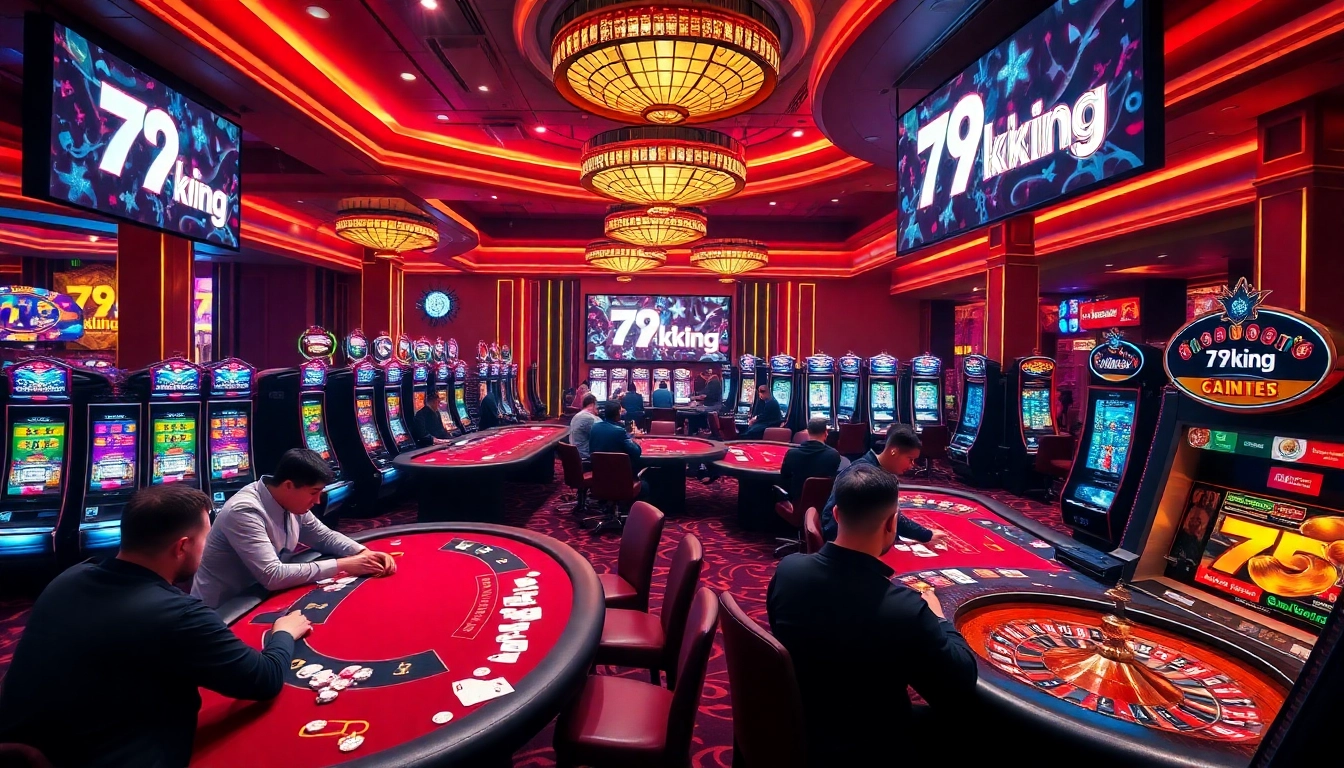 Experience the thrill of 79king with players engaging at luxurious casino tables.