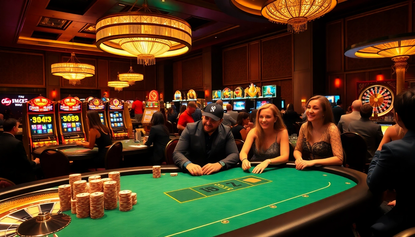 Experience the excitement at mb66.nyc with players celebrating big wins at a vibrant casino.