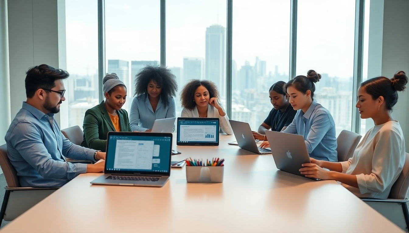 在使用 WPS Office 软件的多元专业人士共同工作的创新工作空间中探索 wps下载。