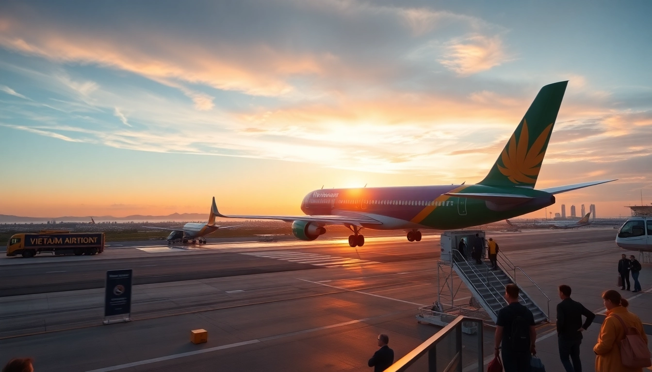 Vietnam Airlines flight VN168 taking off from Da Nang with scenic coastal views.