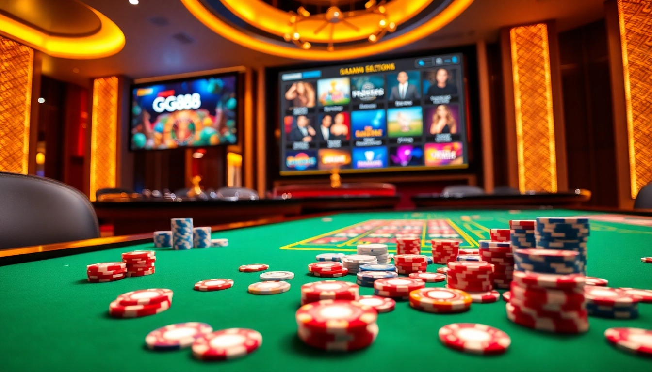Experience the excitement of GG88 online gaming at a vibrant casino table.