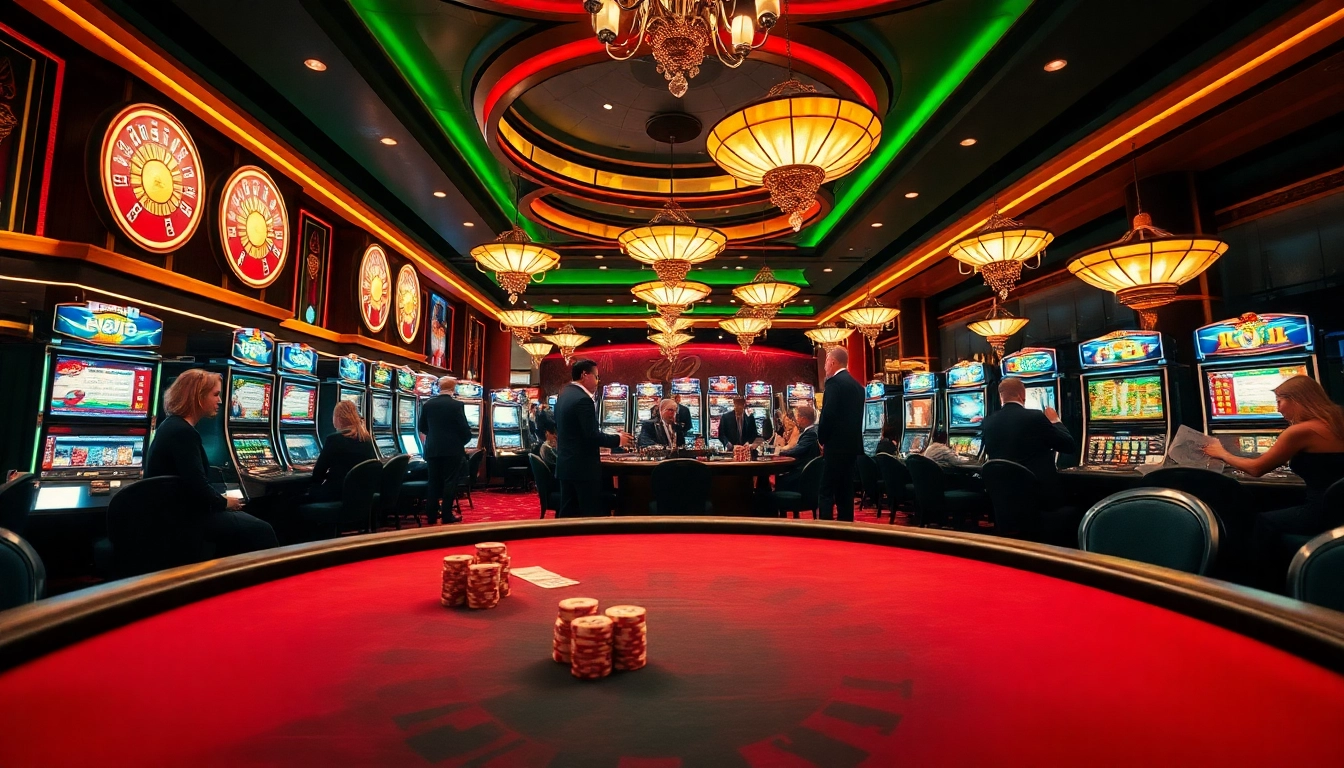 KJC offers an exciting high-stakes poker table experience with vibrant slot machines.