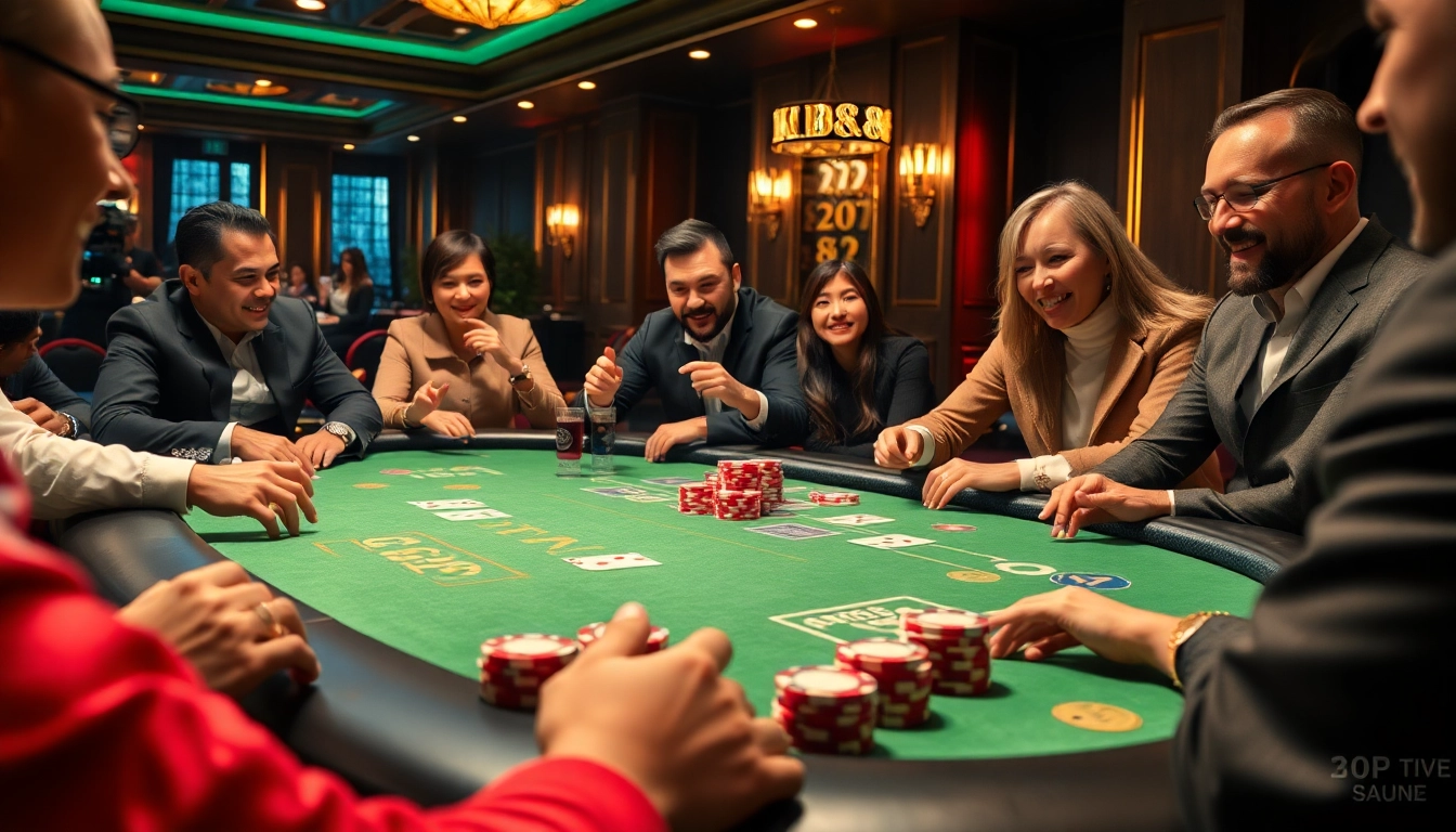 Engaged players at a poker table in a luxurious casino featuring Kp 88 elements.