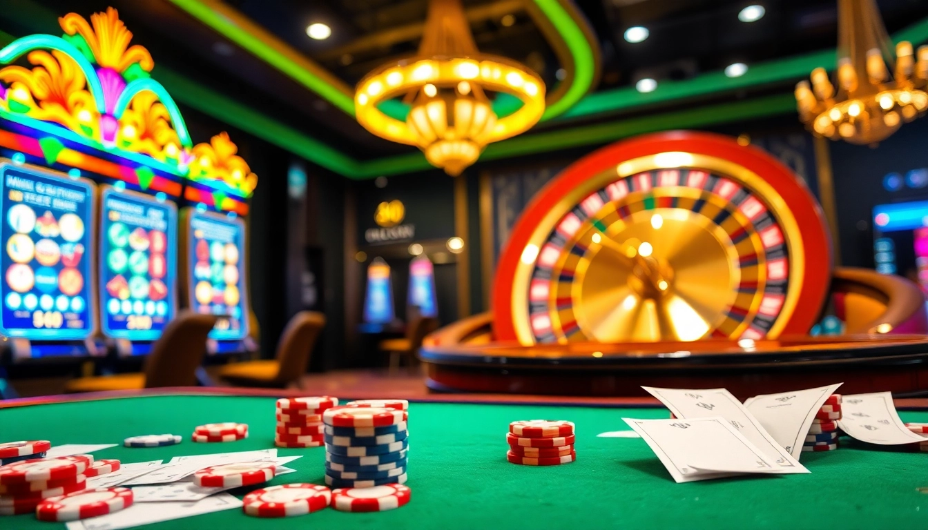 Experience the thrill of 88i bet with vibrant casino elements, including slot machines and poker chips.