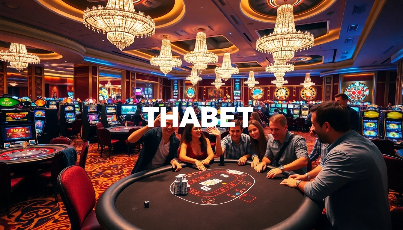 THABET players celebrating their victory at a blackjack table in a luxurious casino