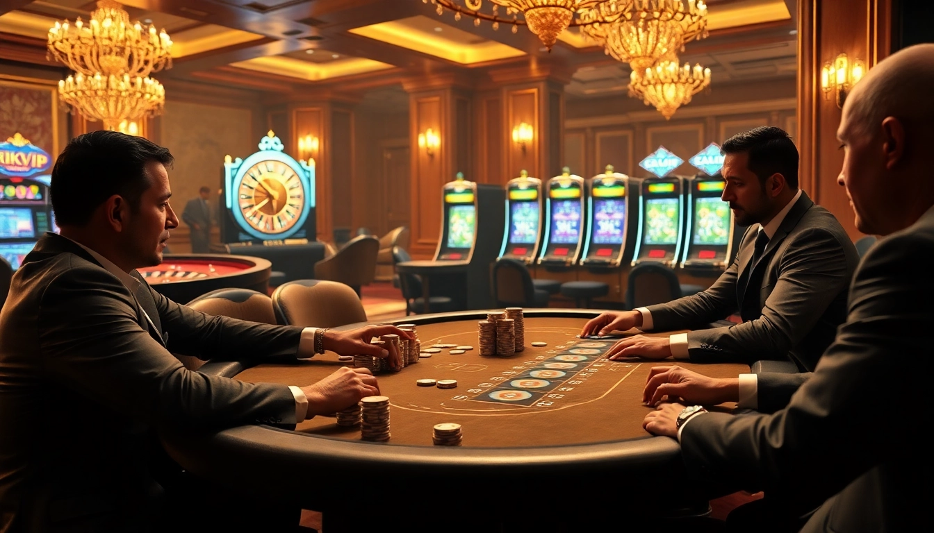 Engaging gambling scene showcasing diverse games and the RIKVIP 2025 online platform.