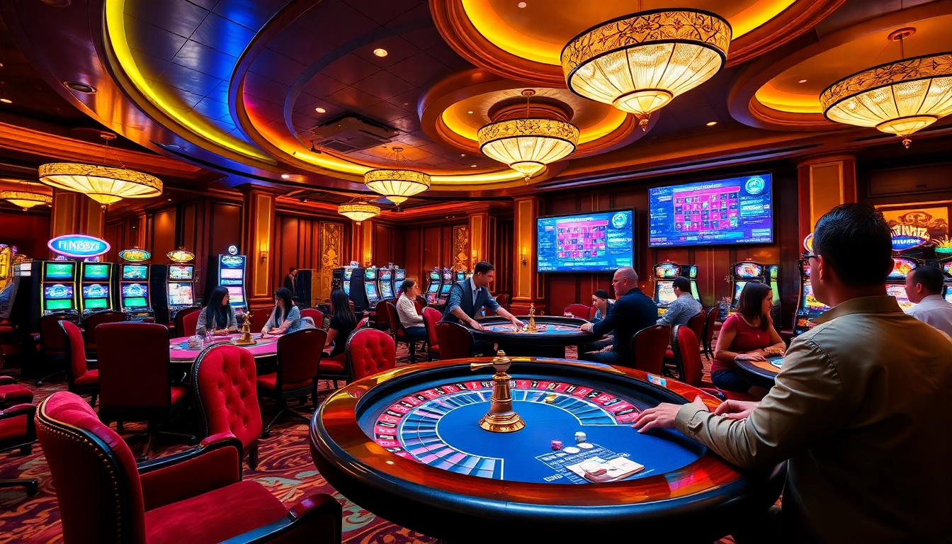 Witness the excitement of gaming at NK88.Com with vibrant casino visuals showcasing poker, roulette, and slots.