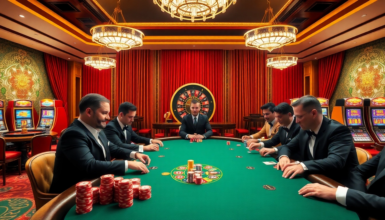 Experience the thrill of gambling at https://pg88sr.com/ with players enjoying a high-stakes poker game.