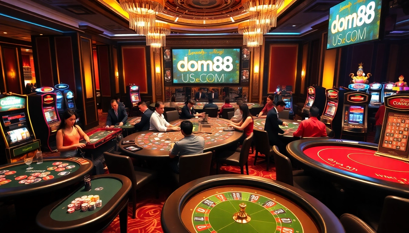 Experience thrilling gameplay at dom88.us.com with engaging casino tables and vibrant atmosphere.