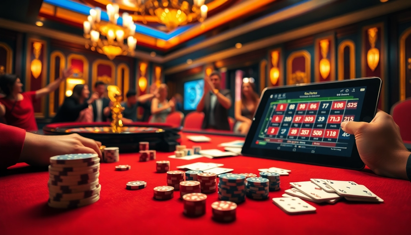 Experience the thrill at 88i's luxurious casino with poker chips and a lively atmosphere.