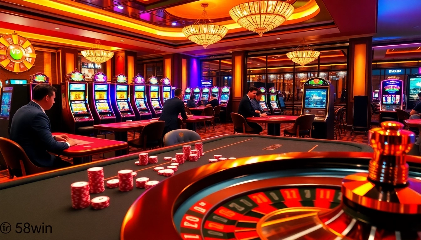 Experience thrilling gameplay at 58win with vibrant casino tables and engaging slot machines.