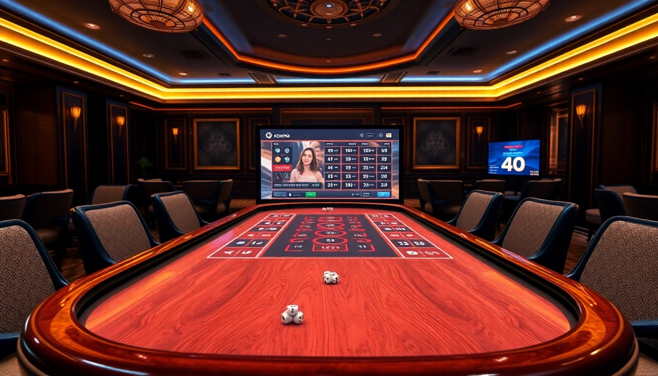 Engage with xóc đĩa online at a vibrant casino table with chips and dice.