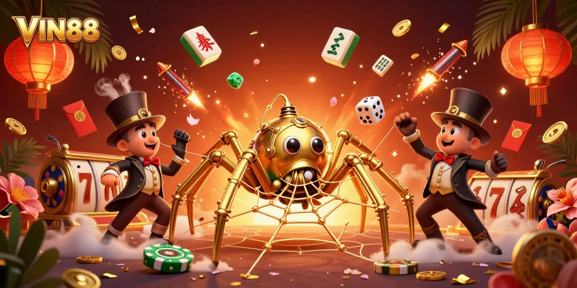 Experience the thrill of VIN88 in this vibrant, detailed casino-themed illustration.